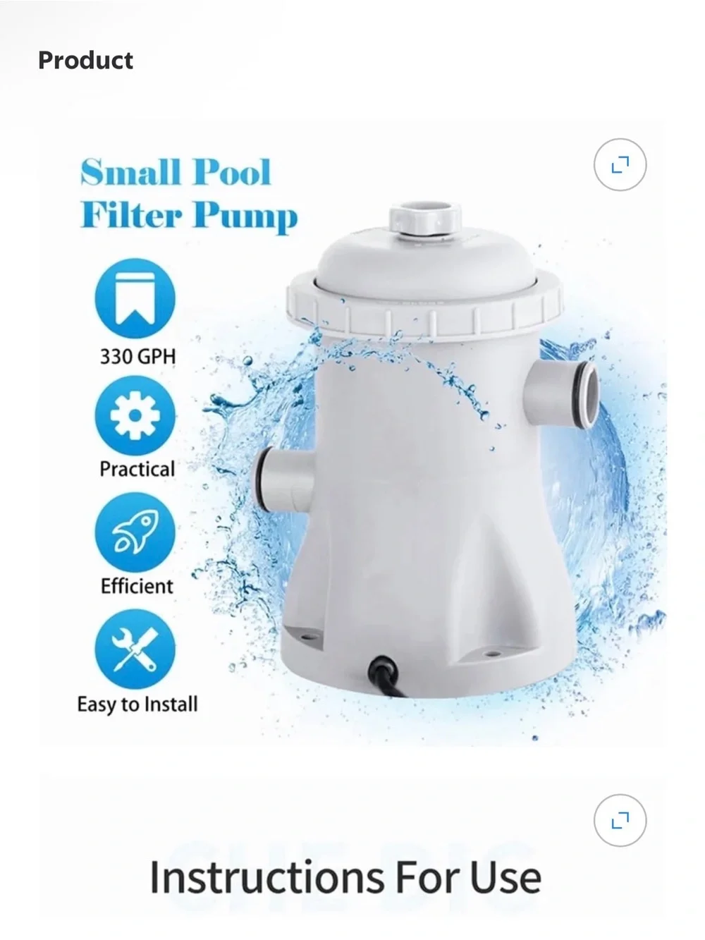 Grey Above-Ground Pool Filter Pump and Hose Accessory Kit